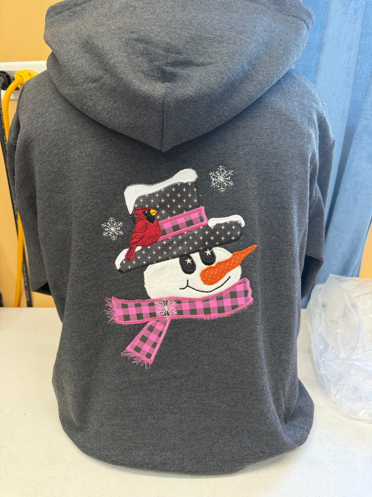 Black Zip Snowman/ Cardinal in Pink Hoodie S-4X