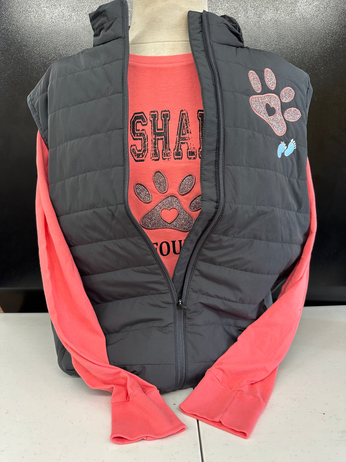 Charcoal Quilted Never Walk Alone Vest SM-4X