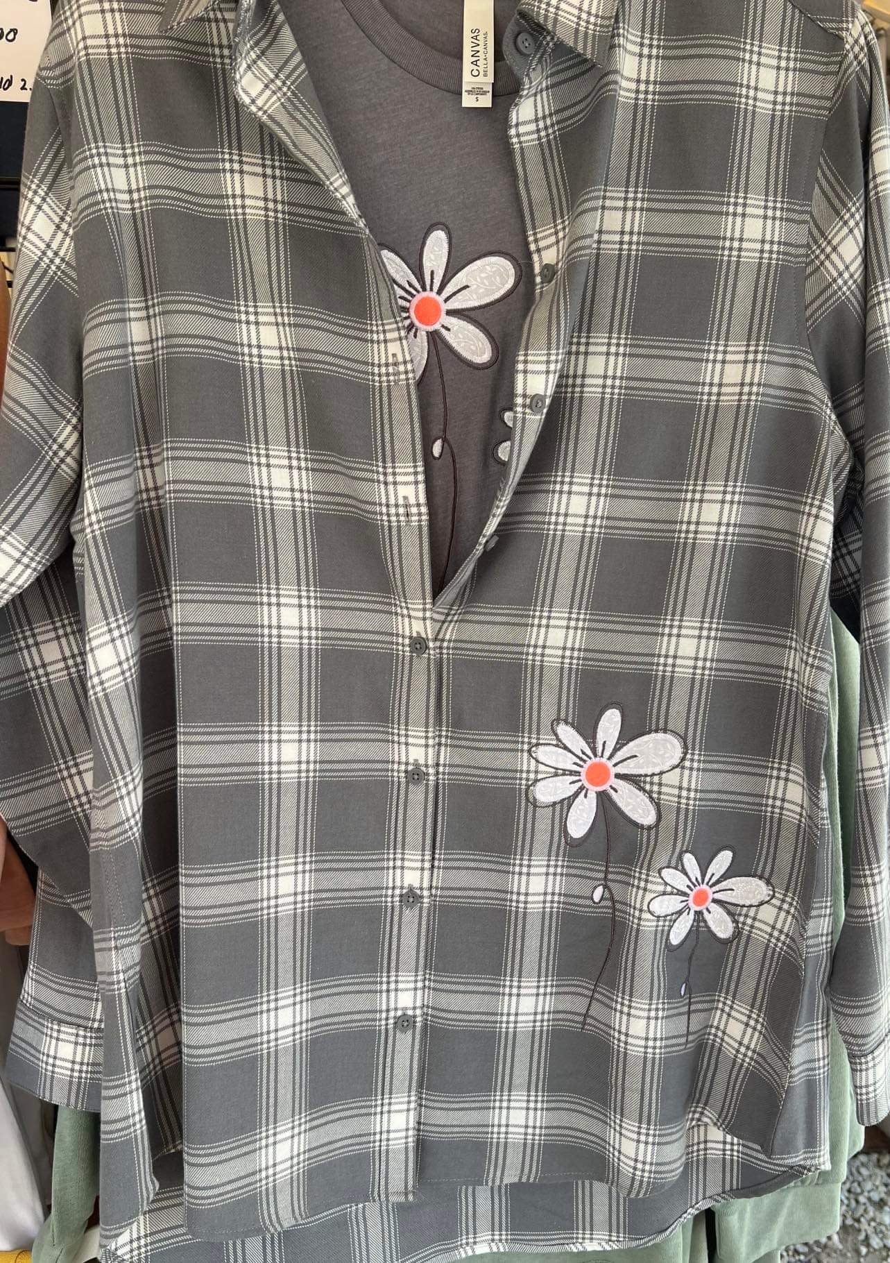 Grey/White Flannel Tunic S-4X