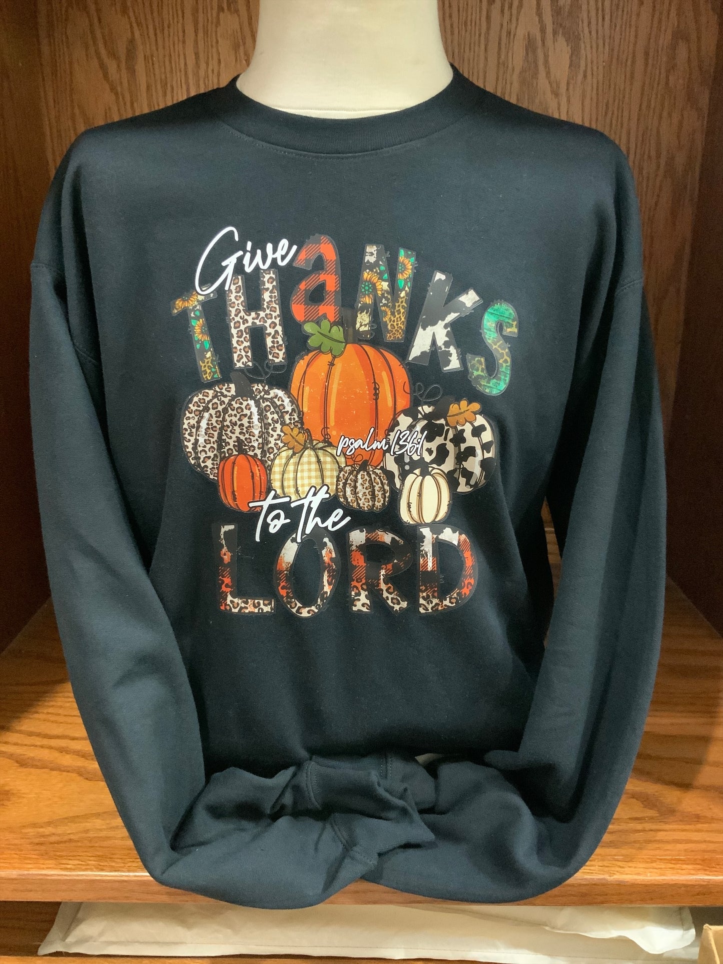 Give Thanks Black Crew Sweatshirt S-4X