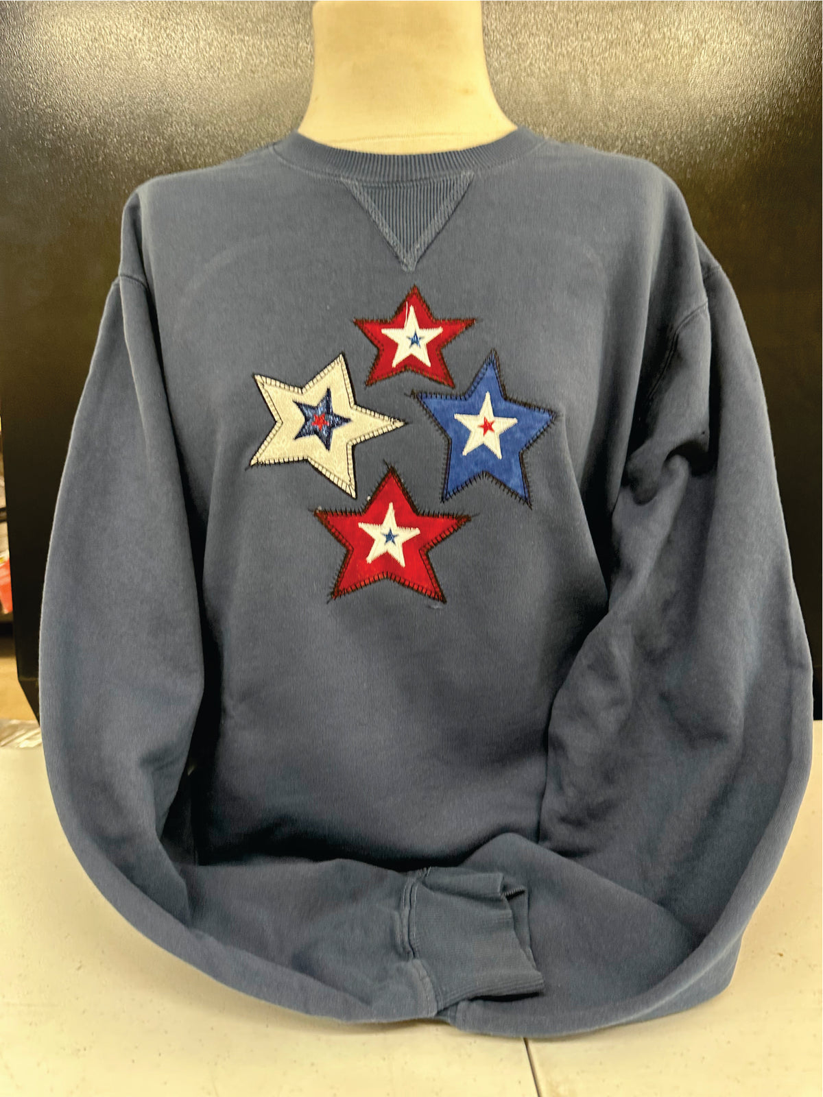 Blue Patriotic Stars Crew Sweatshirt S-4X