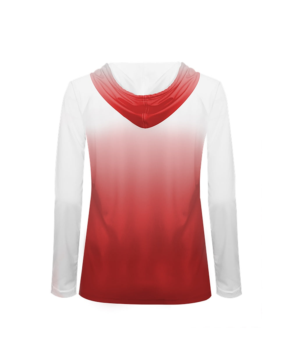 RED/WHITE DRI FIT LADIES LONG SLEEVE T-SHIRT HOODY