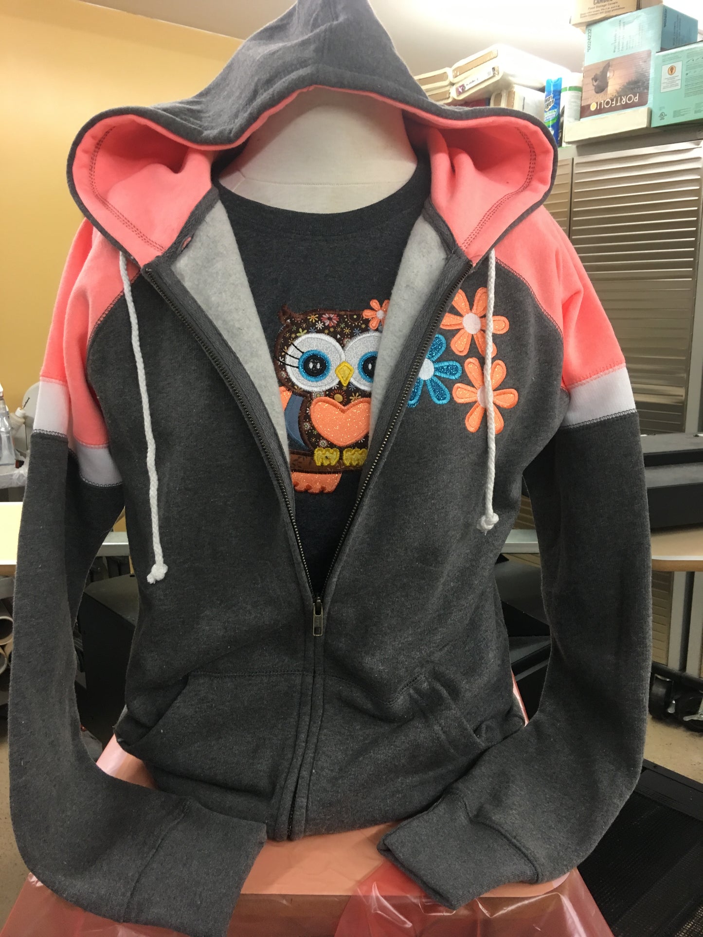Peach/Grey Zip Hoodie SM-4X