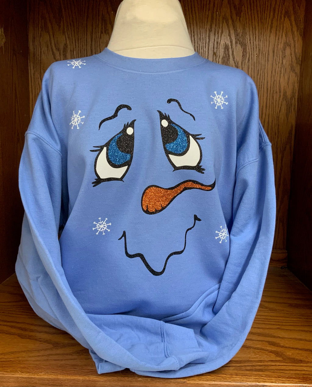 Snowman Glitter Face Crew Sweatshirt Adult SM-4X