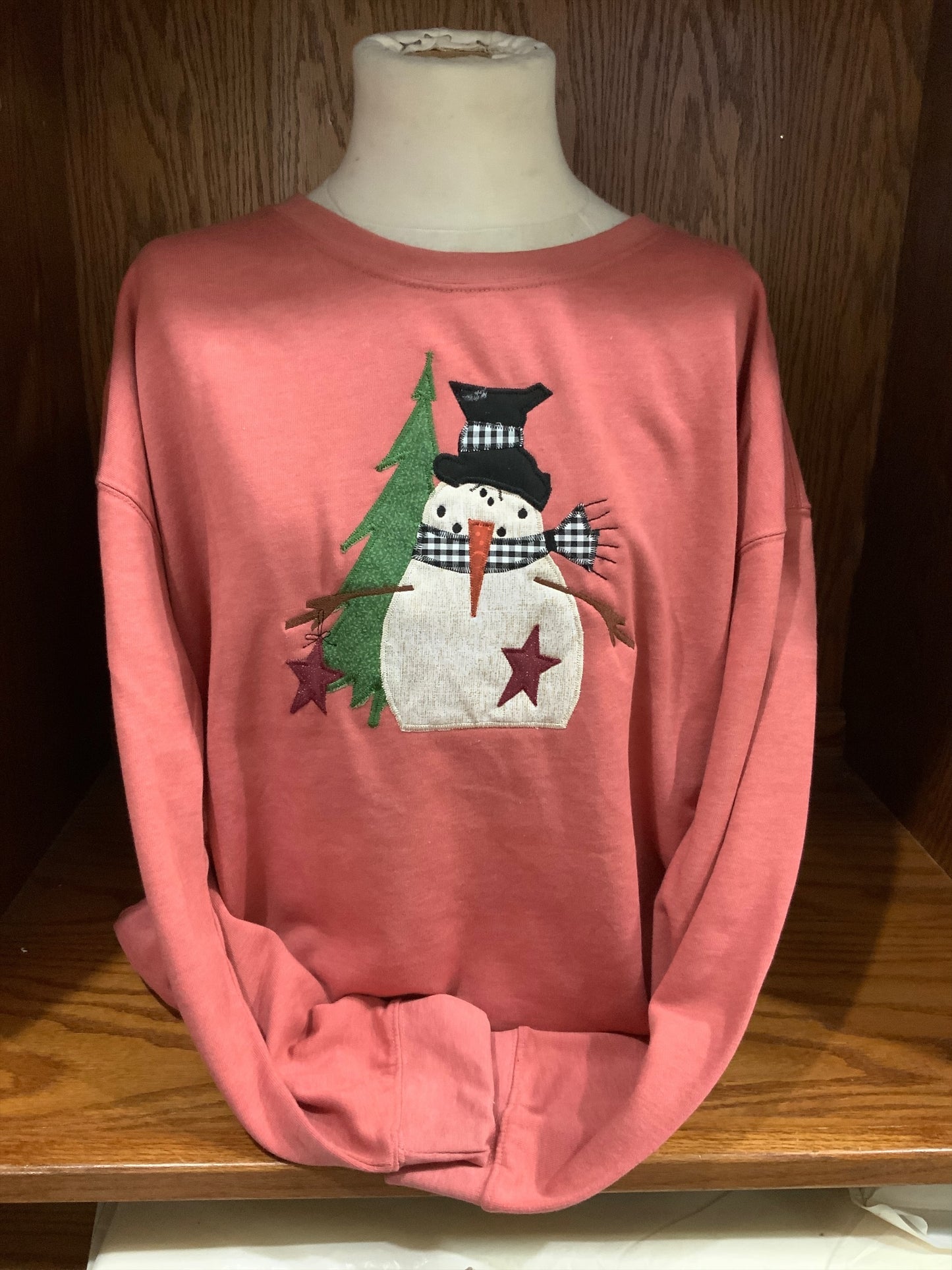 Rose Tunic Folk Art Snowman S-4X