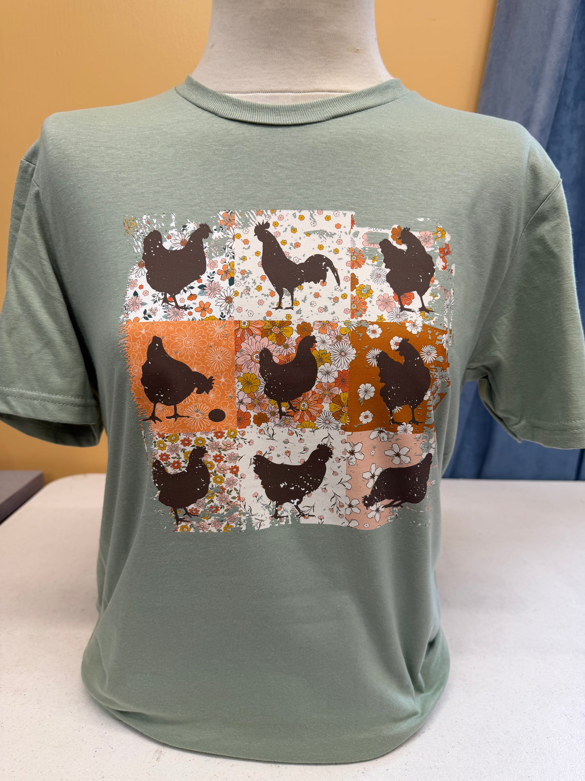 Sage Chicken Squares T-Shirt SM-3X