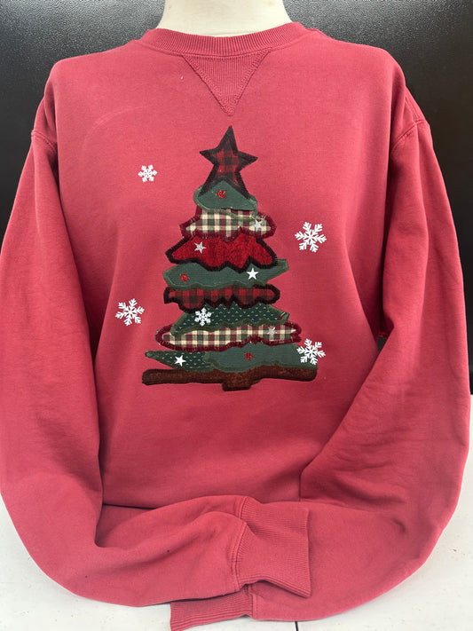 Red Applique Christmas Tree Crew Sweatshirt  S-4X