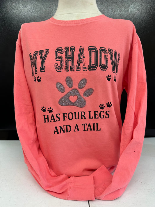 Hot Pink My Shadow Garment Dyed Long Sleeve T-Shirt S-4X