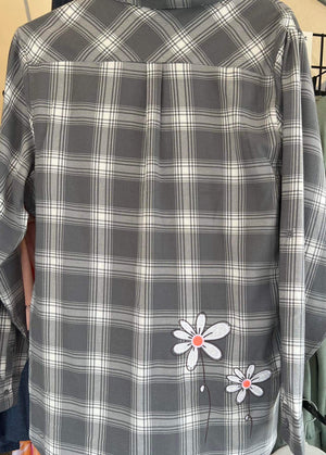 Grey/White Flannel Tunic  S-4X