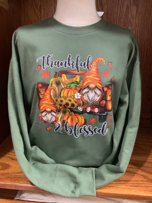 Thankful & Blessed Crew Sweatshirt  S-4X