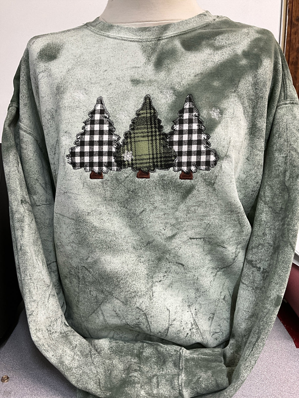 Marbled Crew Sweatshirt (Green Ferns) S-2X