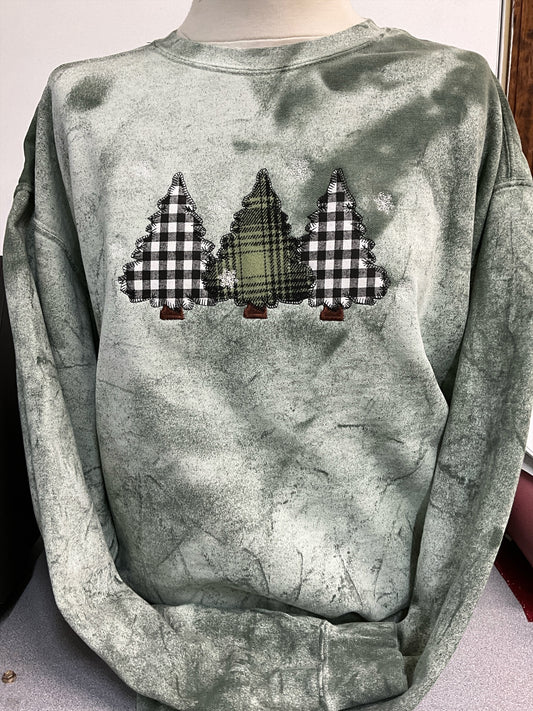 Marbled Crew Sweatshirt (Green Ferns) S-2X