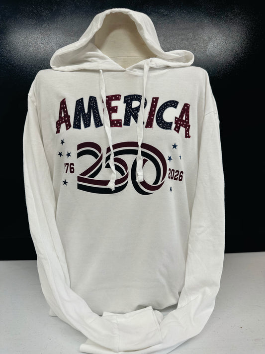 White T-Shirt Hoody America 250 S-4X