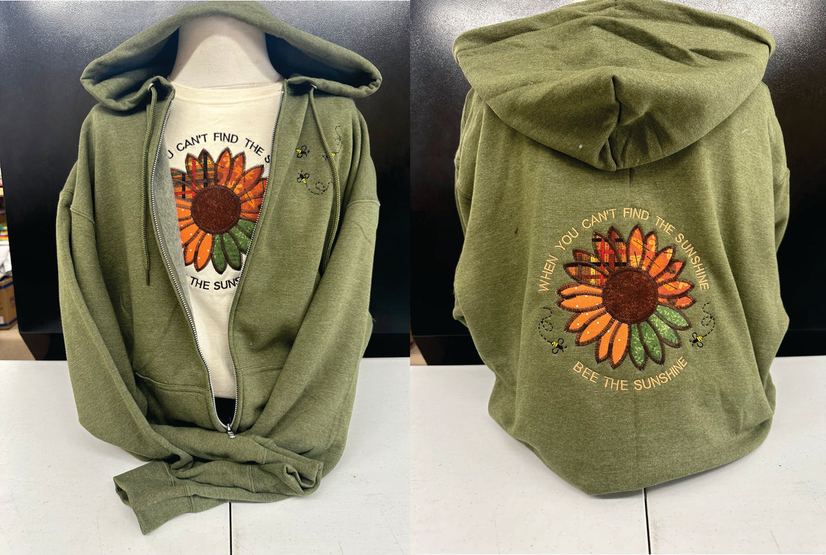 Green Zip Hoodie Sunflower Sunshine S-4X