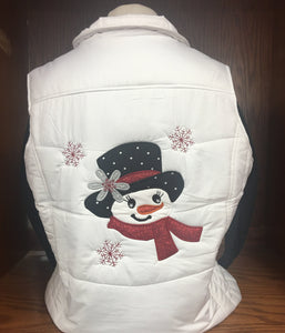 White Quilted Snowman Vest (RED) SM-4X