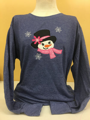 Black Long Sleeve Snowgirl (PINK)  SM-4X