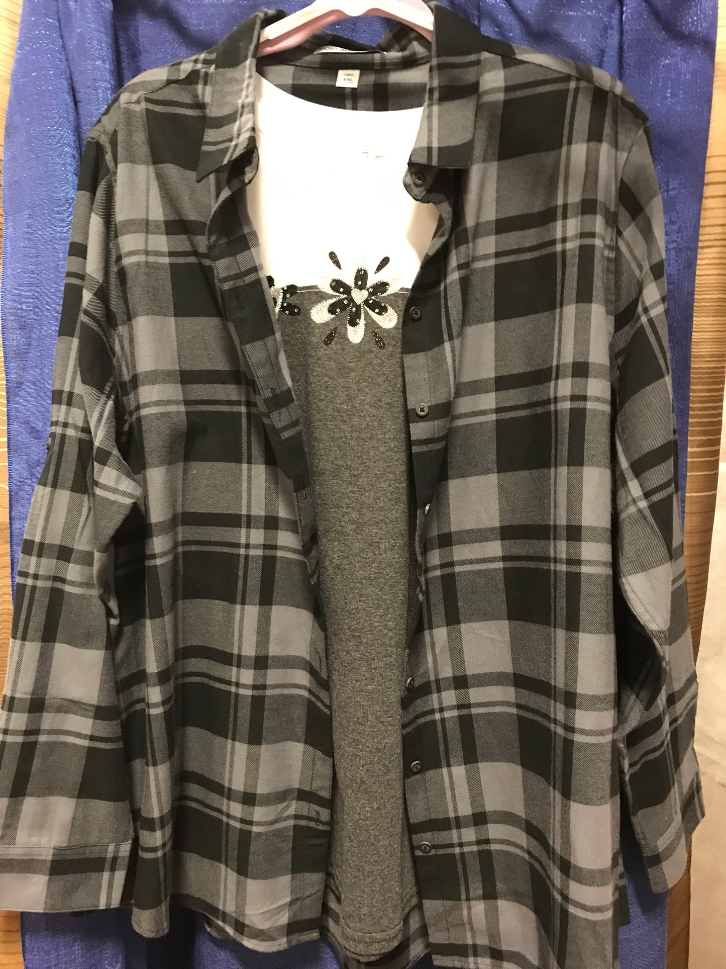 Grey/Black Flannel Shirt SM-4X
