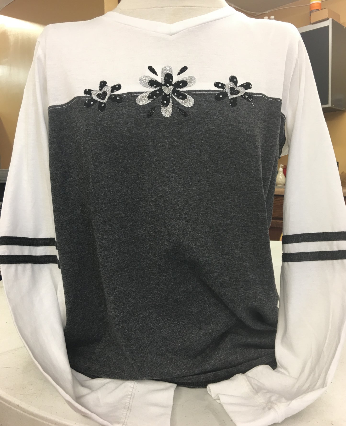 Black Sparkle Long Sleeve T-Shirt SM-XL