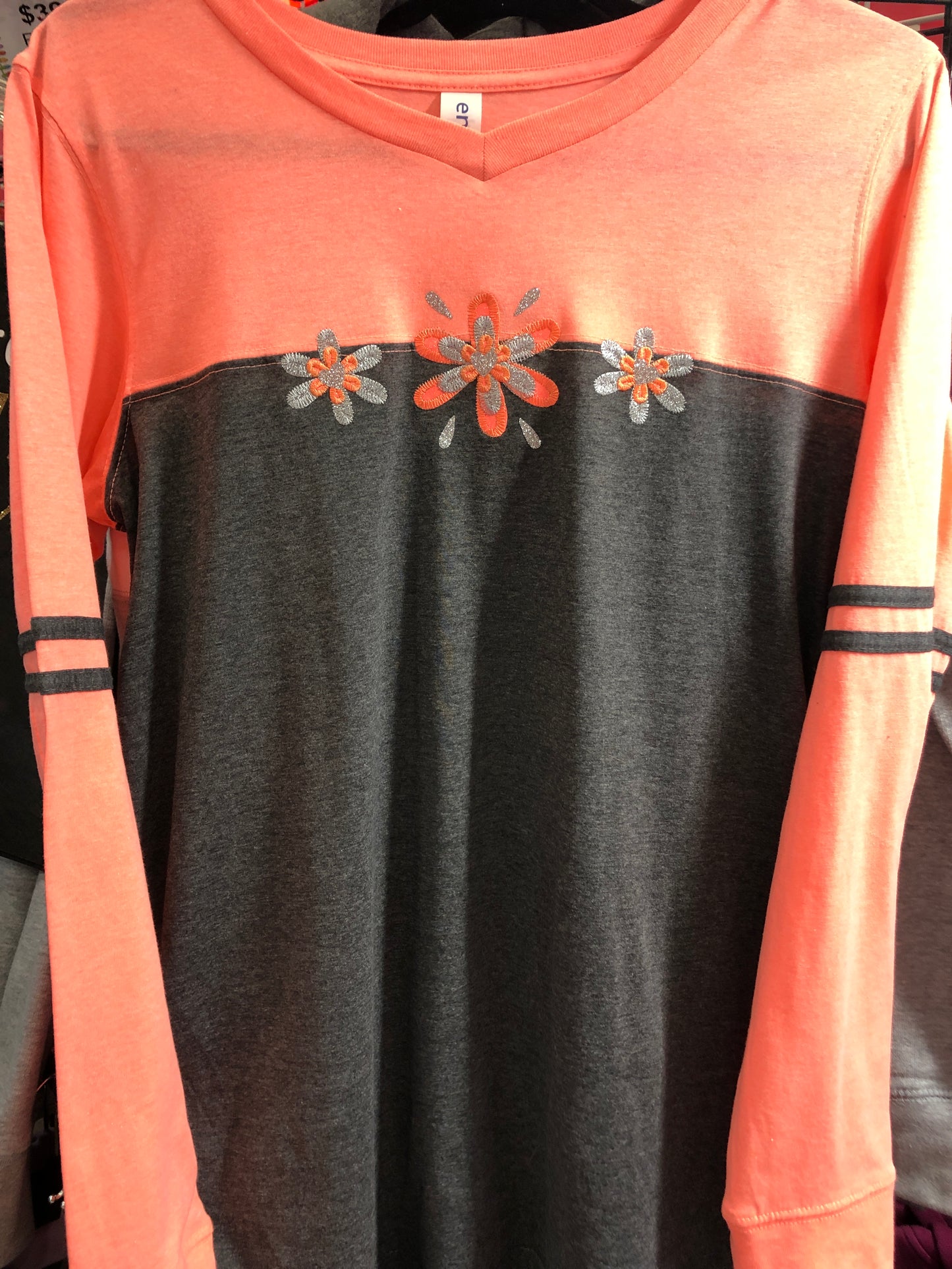 Peach Sparkle Long Sleeve T-Shirt SM-XL