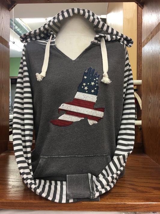 Full Striped Sleeved V Hoodie Patriotic SM-4X