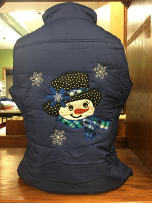 Blue Quilted Snowman Vest SM-4X
