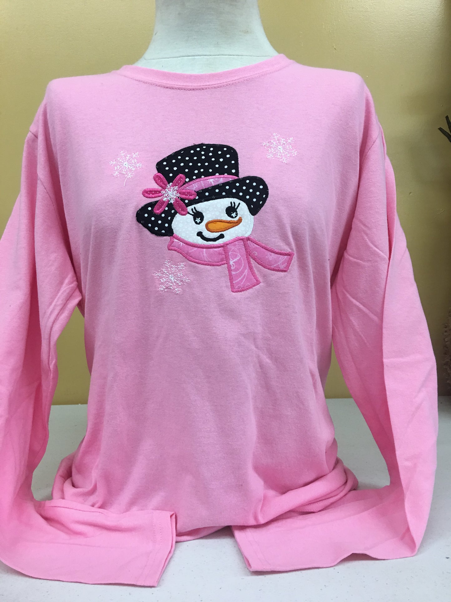 Pink Snowgirl Long Sleeve T-Shirt SM-4X